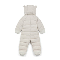 Fur Trim Quilted Onesie | Winter White