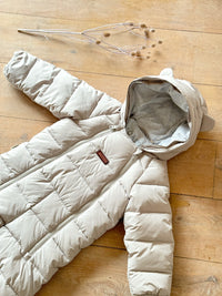 Fur Trim Quilted Onesie | Winter White
