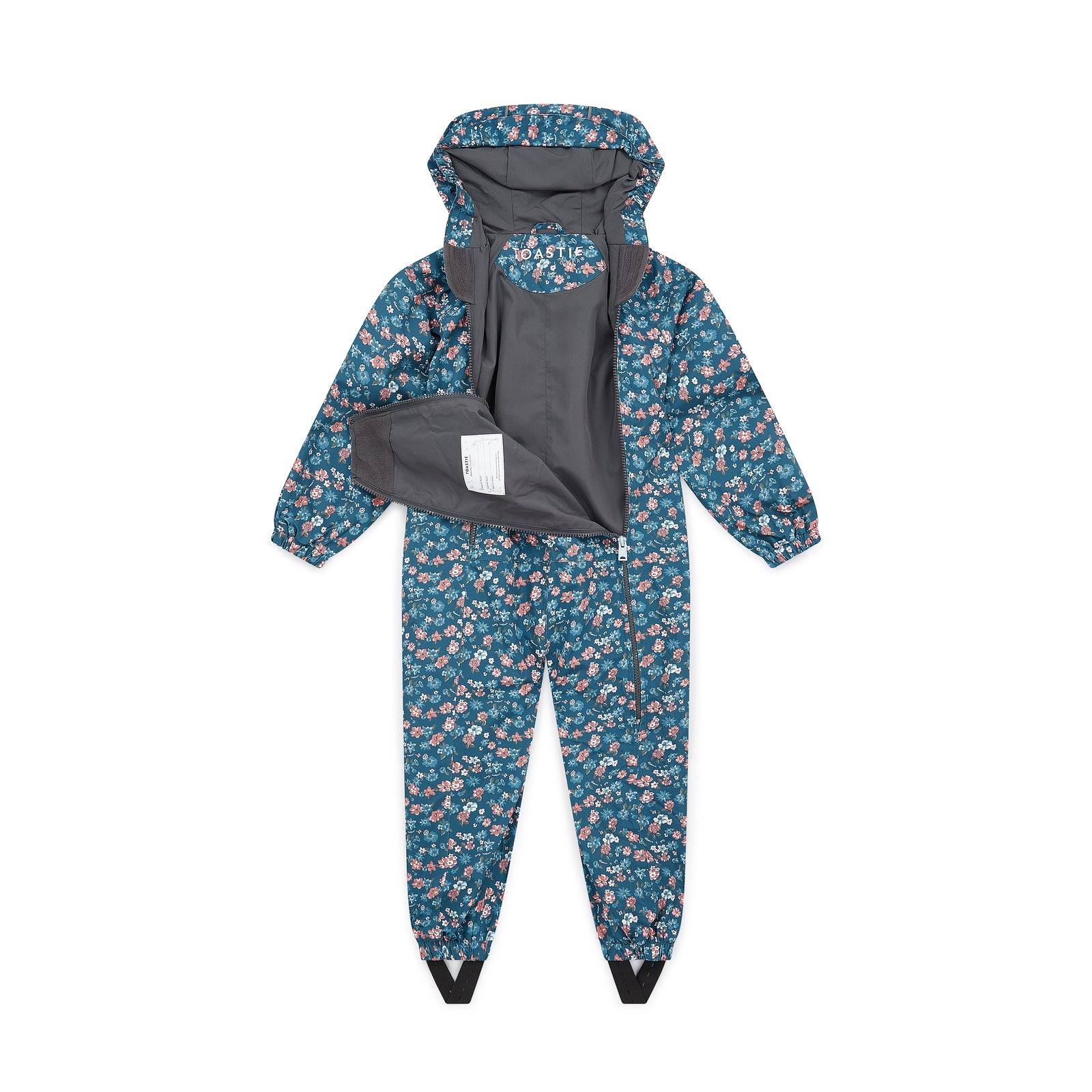 Floral Blue Rose Garden Waterproof Packable Puddlesuit