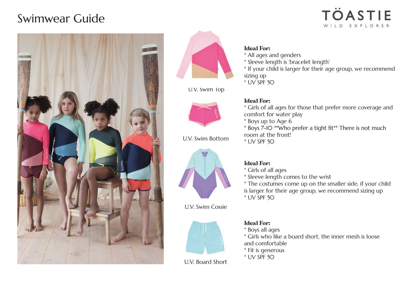 UV swimwear size guide