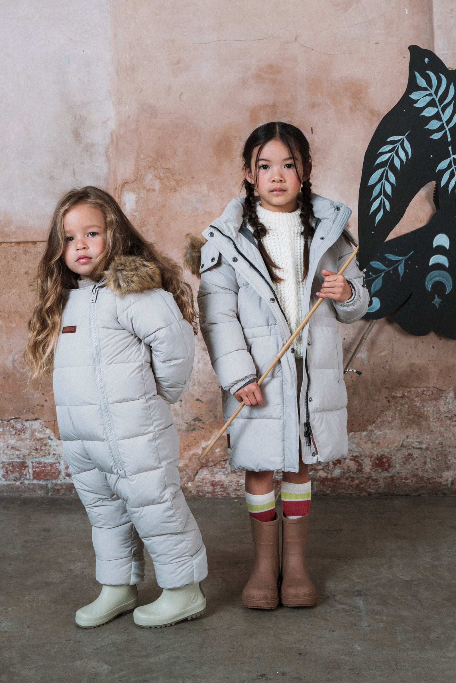 Fur Trim Quilted Onesie | Winter White