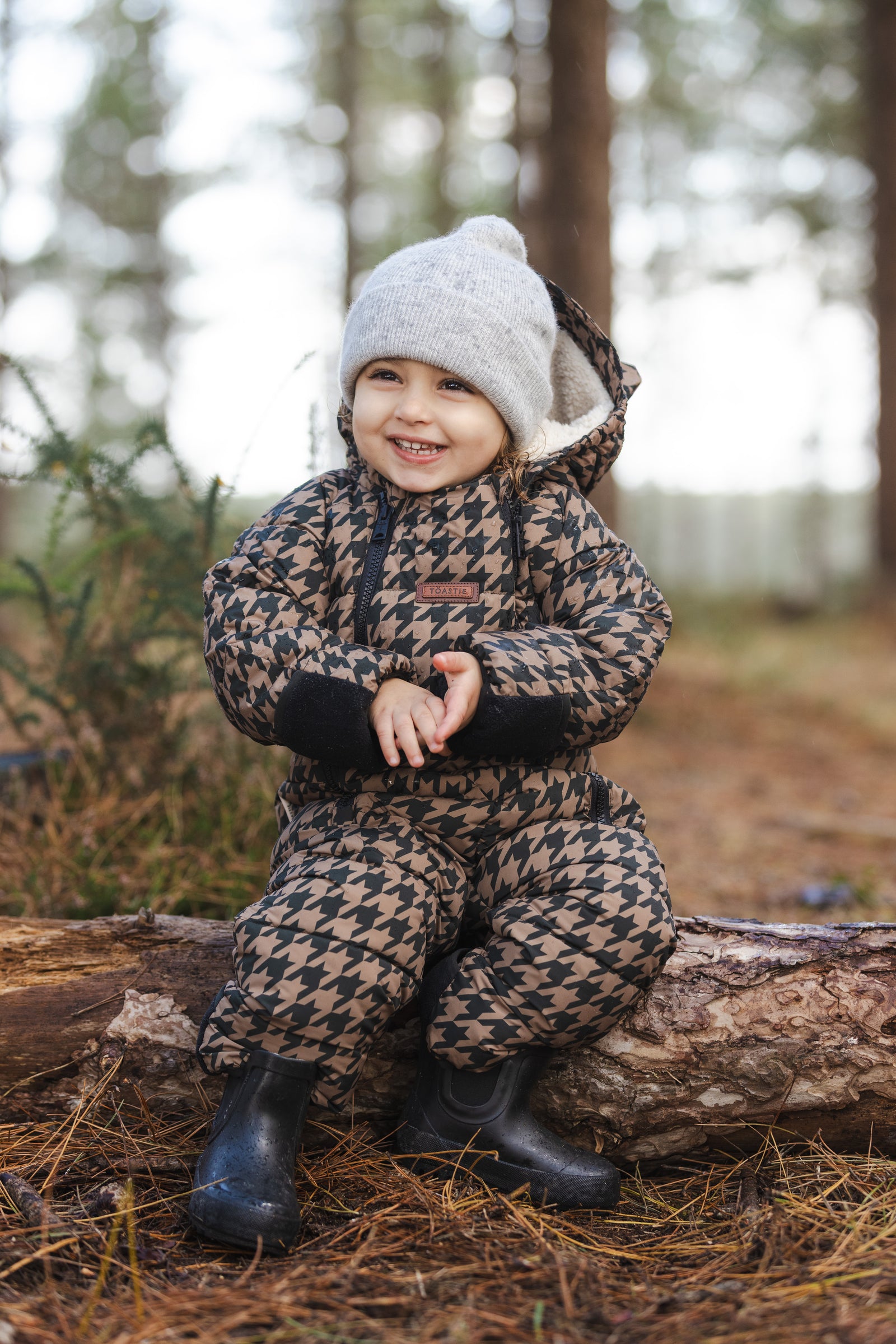 Quilted Onesie | Toffee Houndstooth