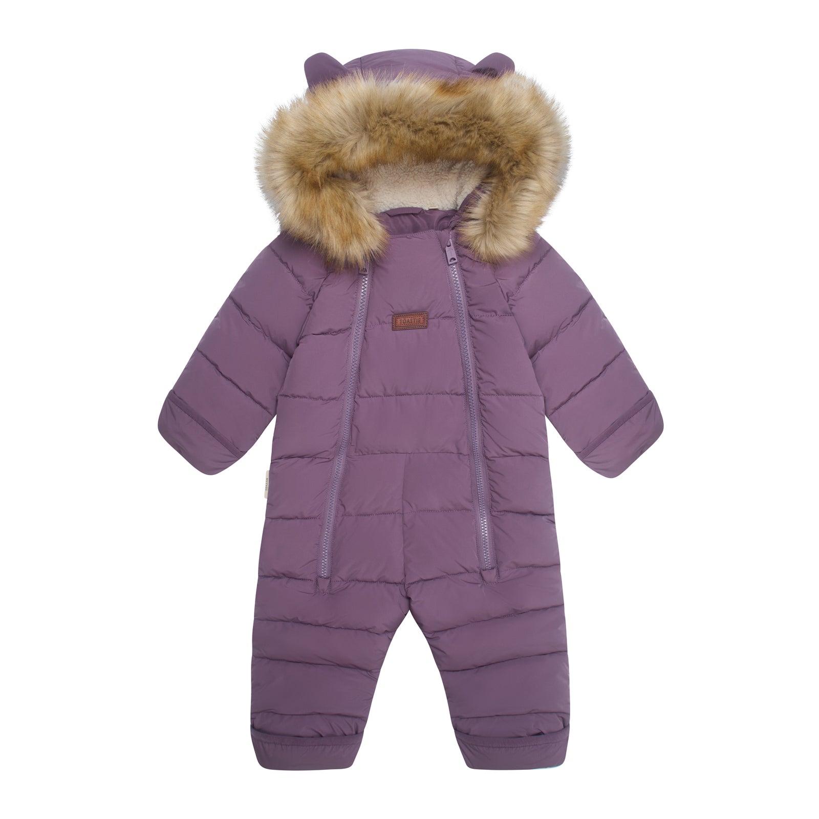 Fur Trim Quilted Onesie | Mauve