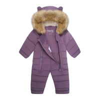 Fur Trim Quilted Onesie | Mauve