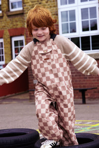All Season Waterproof Dungaree | Caramel Checkerboard