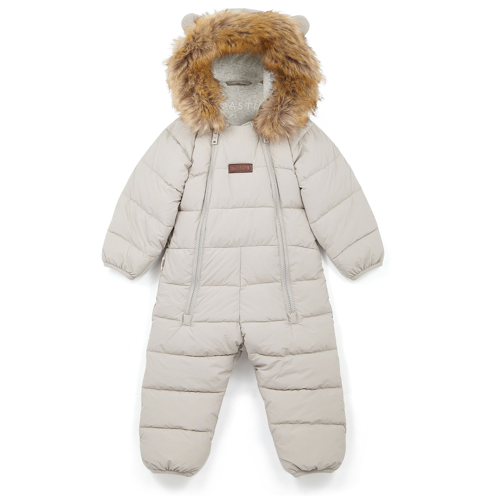 Fur Trim Quilted Onesie Snowsuit | Winter White