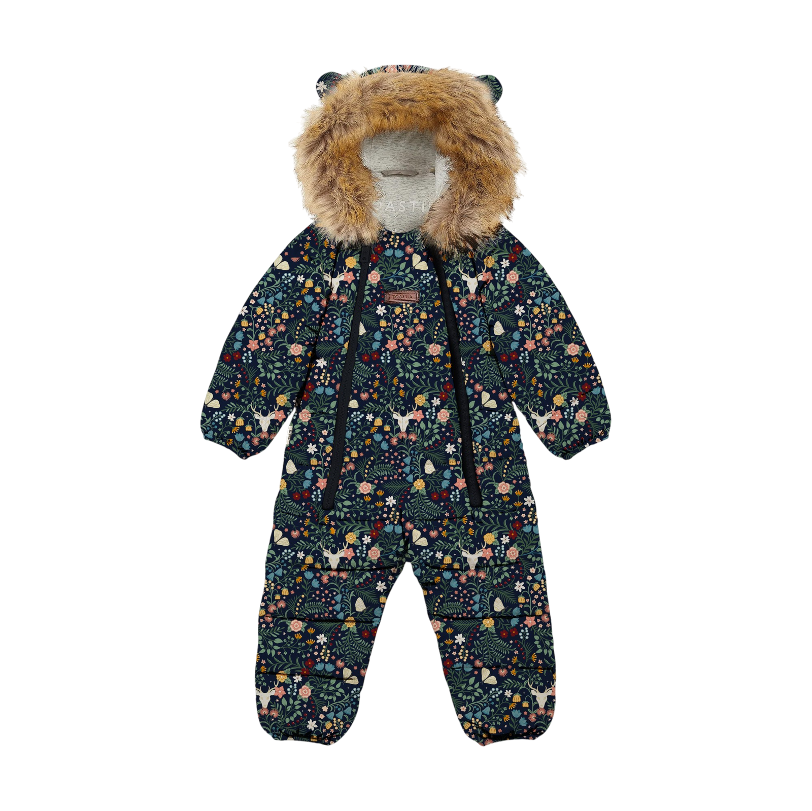Fur Trim Quilted Onesie | Midnight Floral