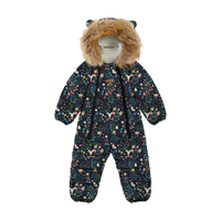 Fur Trim Quilted Onesie | Midnight Floral