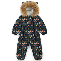 Fur Trim Quilted Onesie | Midnight Floral