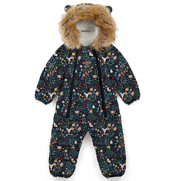 Fur Trim Quilted Onesie | Midnight Floral