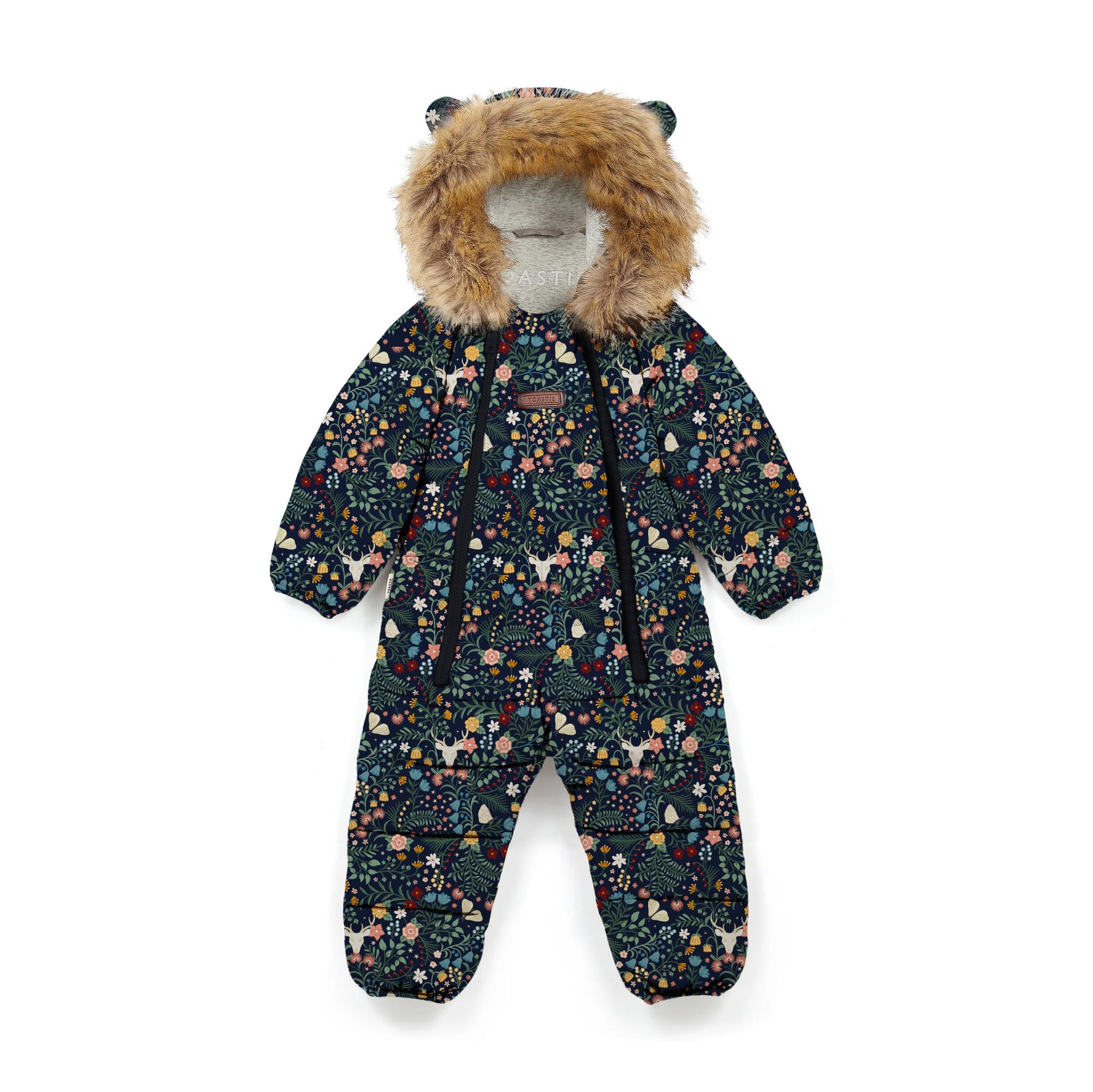 Fur Trim Quilted Onesie | Midnight Floral