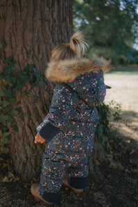 Fur Trim Quilted Onesie | Midnight Floral