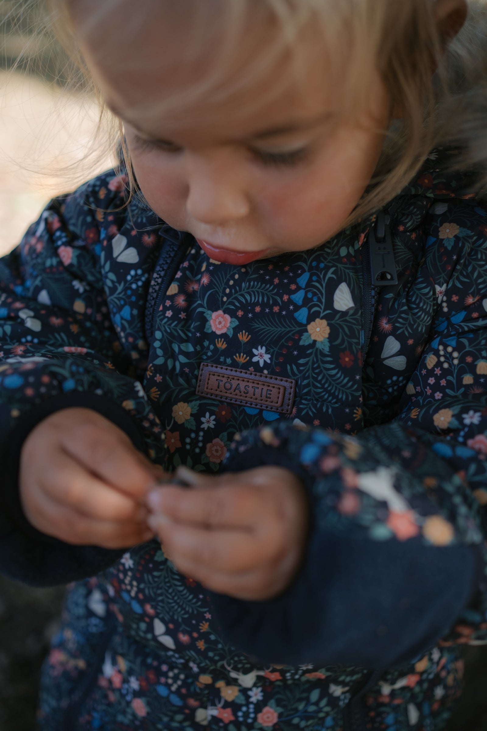 Fur Trim Quilted Onesie | Midnight Floral