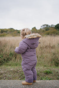 Fur Trim Quilted Onesie | Mauve