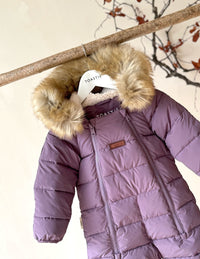 Fur Trim Quilted Onesie | Mauve