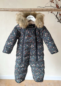 Fur Trim Quilted Onesie | Midnight Floral