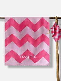 Printed Microfibre Towel | Pink Chevron