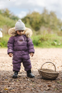 Fur Trim Quilted Onesie | Mauve