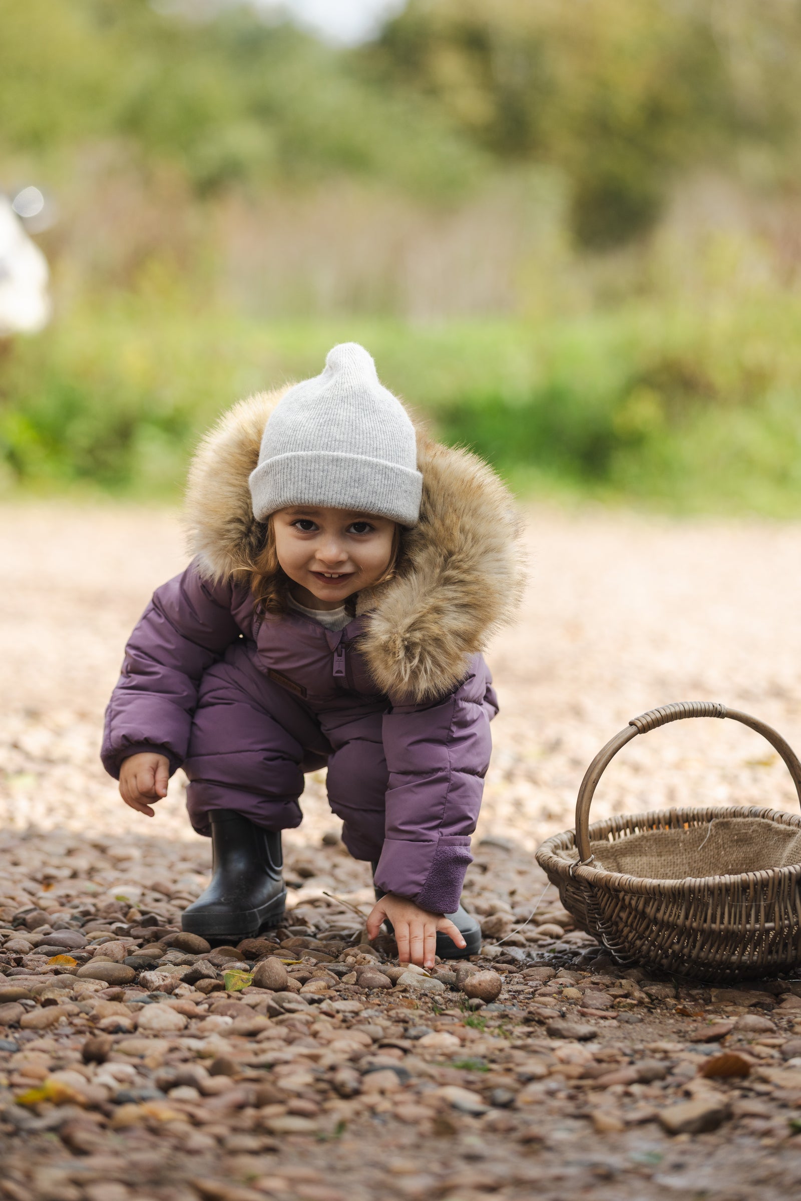 Fur Trim Quilted Onesie | Mauve