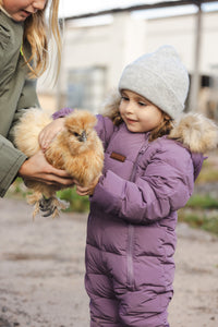 Fur Trim Quilted Onesie | Mauve