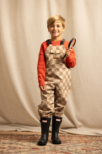 All Season Waterproof Dungaree | Caramel Checkerboard