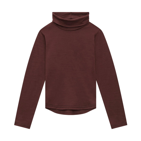 Smalls Merino Wool Kids Base Layer, Polo Neck | Chocolate Brown