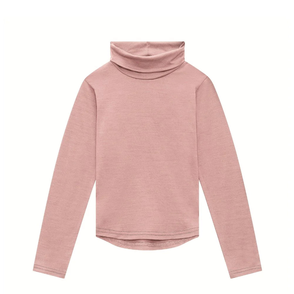 Smalls Merino Wool Kids Base Layer, Polo Neck | Dusky Rose