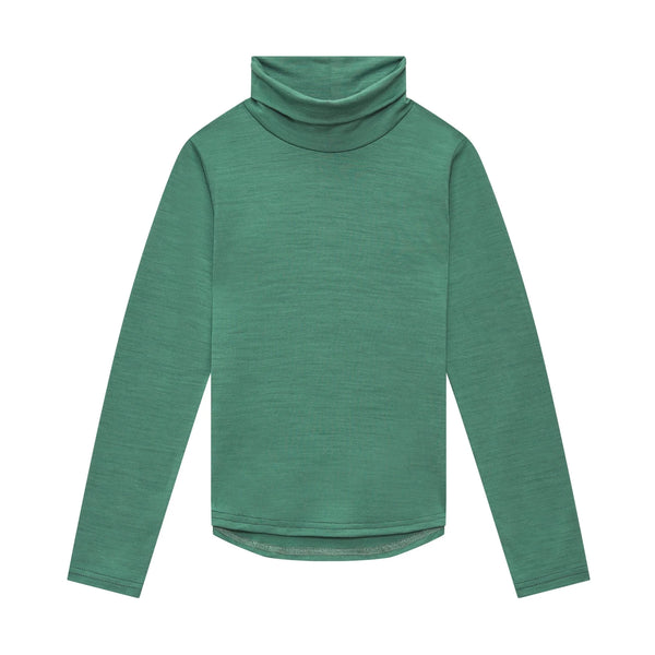 Smalls Merino Wool Kids Base Layer, Polo Neck | Emerald Green