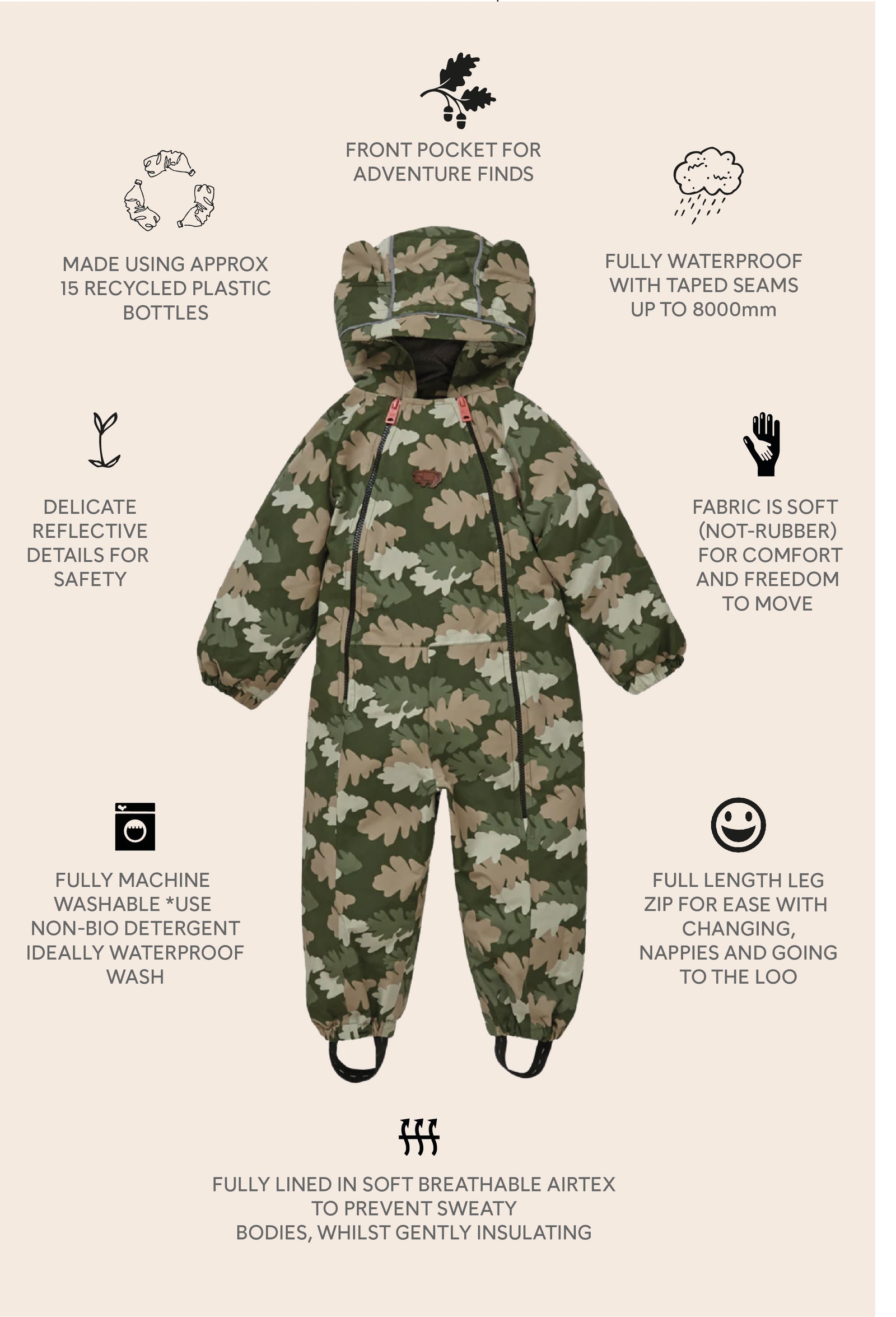 Leaf Camo Waterproof Puddlesuit