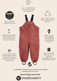 Rose Pink Waterproof Dungarees