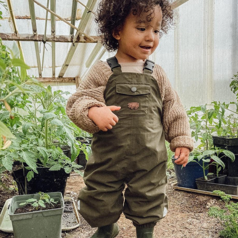 Olive Waterproof Dungarees